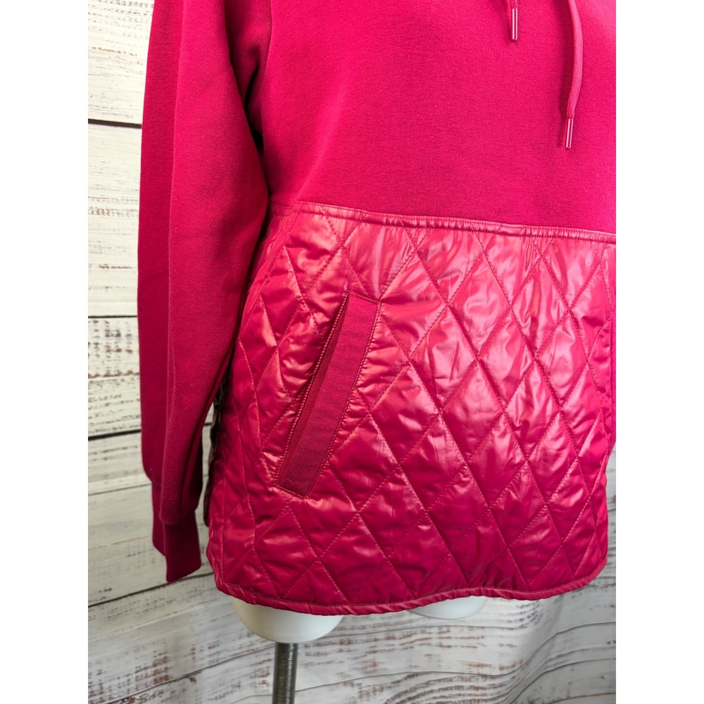 Nike Sportswear NSW Quilted Mixed Media Hoodie Berry Pink Embroidered Logo Small - Picture 8 of 11
